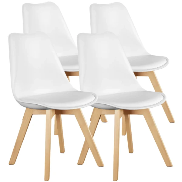 Leather Dining Chairs Set of 4 Wooden Legs Lounge Chair for Home Kitchen Comfortable Sponge Cushion Living Room Chair