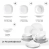 24-Piece Ceramic Porcelain Tableware Dinner Set Cereal Bowls Soup Dessert Plate Dinnerware Serive for 6 Person