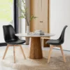 Leather Dining Chairs Set of 4 Wooden Legs Lounge Chair for Home Kitchen Comfortable Sponge Cushion Living Room Chair