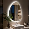 Bathroom Mirror LED Wall Mounted Vanity Mirror with 3 Lighting Colors, Touch Sensor, Anti-Fog, Backlit Light, Irregular Pebble Shape