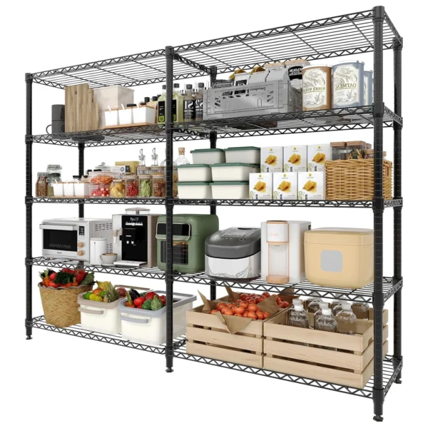Sbb276d7c63154c35b2d7b1aa114f6c5bY.webp Heavy Duty Storage Shelves 4/5 Tiers Metal Shelving Unit Adjustable Organization Pantry Shelves for Kitchen Garage Commercial