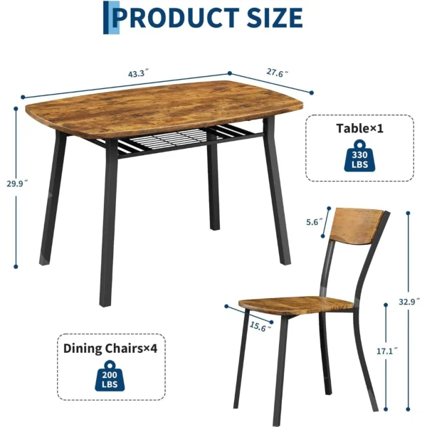 Sc3e1176d559140ff8874481c6b85f0dd4-1.webp Dining Table Set For 4, 43 Inch Kitchen Table And 4 Chairs With Storage Shelf, 5 Piece
