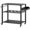 Three-Shelf Outdoor Grill Cart, Movable Food Prep Table on Wheels