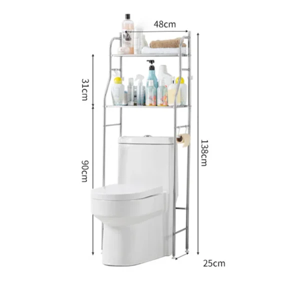 3-Tier Over the Toilet Storage, Metal Bathroom Shelve, Over Toilet Bathroom Organizer, Space Saver Bathrooms Shelve for Restroom Laundry Balcony