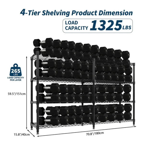 Sd64bc35e7ecd4025b0bc0be58b82272cC.webp Heavy Duty Storage Shelves 4/5 Tiers Metal Shelving Unit Adjustable Organization Pantry Shelves for Kitchen Garage Commercial