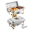 8 Qt 2 4 Pack Chafing Dish Buffet Set Stainless Steel Chafer with 4 Full Size Pans Rectangle Catering Warmer Server