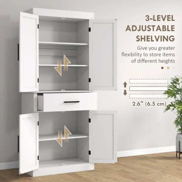 Tall Kitchen Pantry Storage Cabinet with Barn Doors and Drawer, 72"