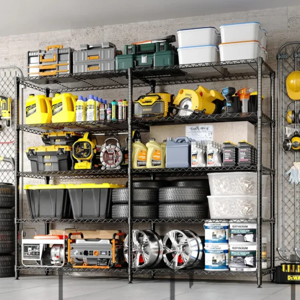 Sde55cb2963c6452fa4c83861eb485ff1m.webp Heavy Duty Storage Shelves 4/5 Tiers Metal Shelving Unit Adjustable Organization Pantry Shelves for Kitchen Garage Commercial