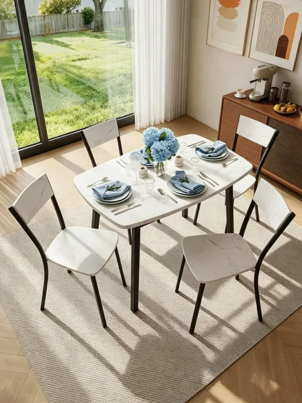 Se016fa5b30aa45529818786357bb4e545.webp Dining Table Set For 4, 43 Inch Kitchen Table And 4 Chairs With Storage Shelf, 5 Piece