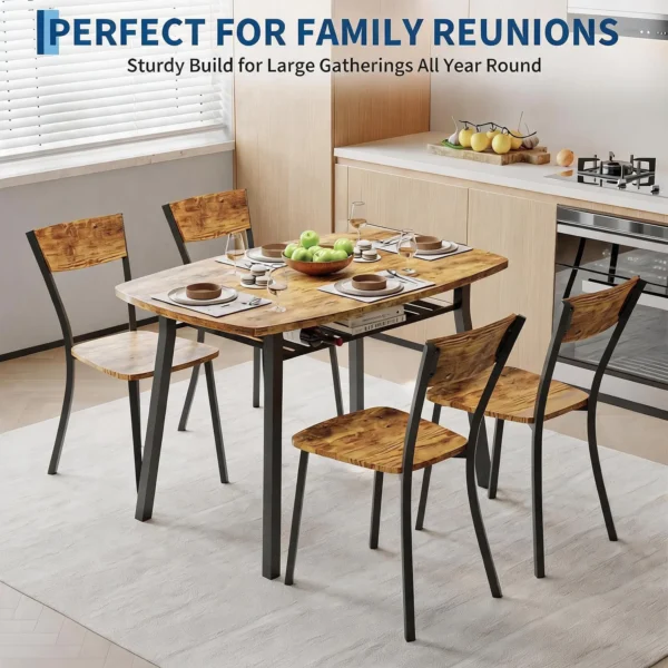Se0d3a69c40ff46b798617d39170742f9l-1.webp Dining Table Set For 4, 43 Inch Kitchen Table And 4 Chairs With Storage Shelf, 5 Piece
