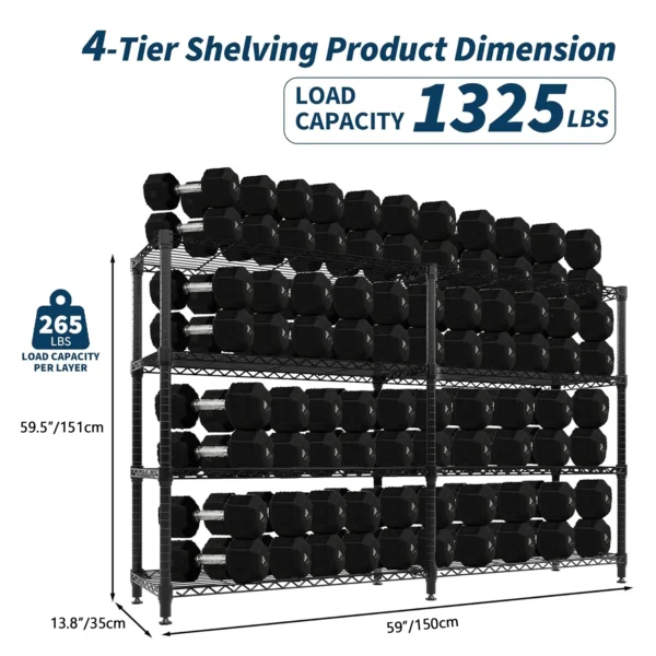 Seafcf3ddc0cc48a2be16c5c41504e2bcs.webp Heavy Duty Storage Shelves 4/5 Tiers Metal Shelving Unit Adjustable Organization Pantry Shelves for Kitchen Garage Commercial