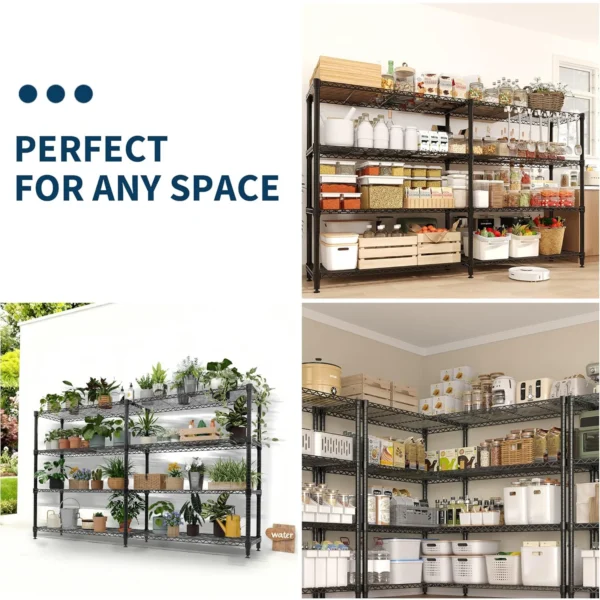 Sefd98a2cc6344db5a847fde478e3c438j.webp Heavy Duty Storage Shelves 4/5 Tiers Metal Shelving Unit Adjustable Organization Pantry Shelves for Kitchen Garage Commercial