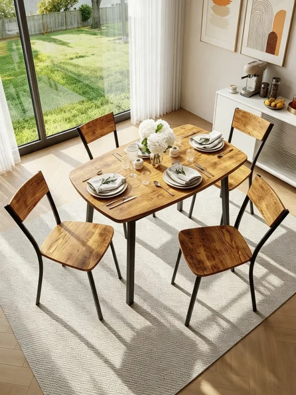 Sf36a12abe92f4abbbc7dc7d3ade7007aW.webp Dining Table Set For 4, 43 Inch Kitchen Table And 4 Chairs With Storage Shelf, 5 Piece