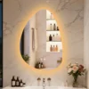 Bathroom Mirror LED Wall Mounted Vanity Mirror with 3 Lighting Colors, Touch Sensor, Anti-Fog, Backlit Light, Irregular Pebble Shape
