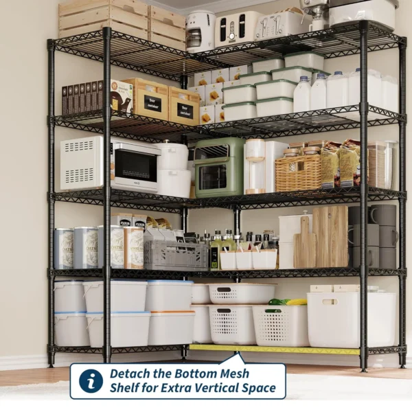 Sfe382fcd03314b6fbb9d7ddabc0976e6A.webp Heavy Duty Storage Shelves 4/5 Tiers Metal Shelving Unit Adjustable Organization Pantry Shelves for Kitchen Garage Commercial