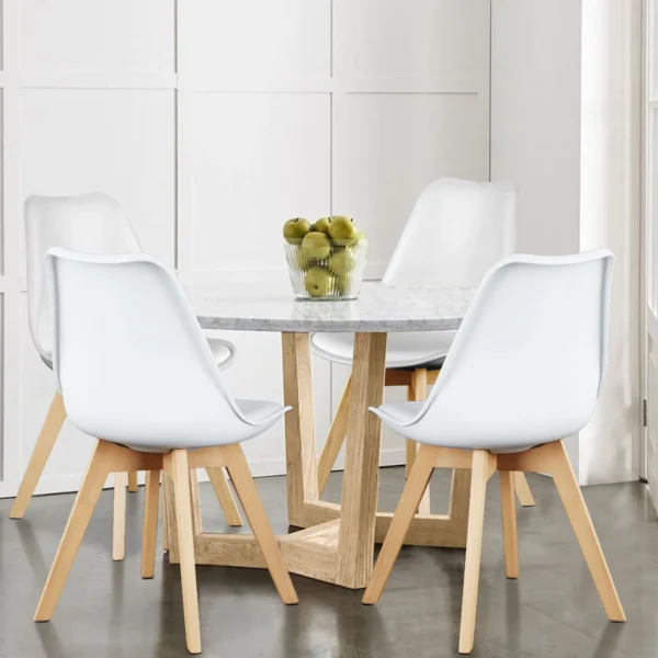 Leather Dining Chairs Set of 4 Wooden Legs Lounge Chair for Home Kitchen Comfortable Sponge Cushion Living Room Chair