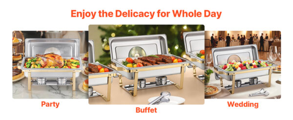 8 Qt 2 4 Pack Chafing Dish Buffet Set Stainless Steel Chafer with 4 Full Size Pans Rectangle Catering Warmer Server