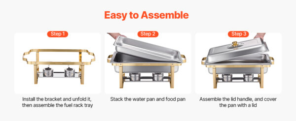 8 Qt 2 4 Pack Chafing Dish Buffet Set Stainless Steel Chafer with 4 Full Size Pans Rectangle Catering Warmer Server