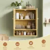 23.3in Wide Bamboo kitchen Wall Cabinet – Wall-Mounted Medicine Cabinet with Storage