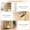 Narrow Fluted Bathroom Floor Skinny Storage Cabinet Storage Cabinet for Small Space , Natural Oak Color