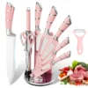 S901d8b3e811a403b800fd75228c43fa7r.webp 9PCS Kitchen Knife Set Stainless Steel Hollow Handle Sharp Meat Cutting Cooking Knife Scissors Bread Knife Fruit Peeler