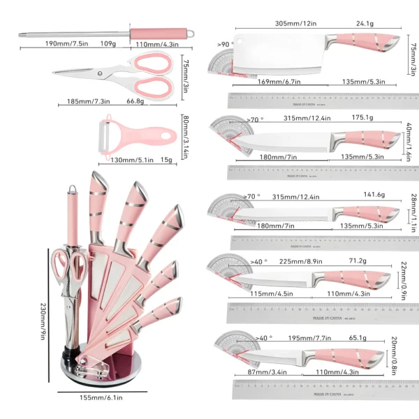 Saf5e014ada7d4c5c9b9f632a5a5f9c83t.webp 9PCS Kitchen Knife Set Stainless Steel Hollow Handle Sharp Meat Cutting Cooking Knife Scissors Bread Knife Fruit Peeler