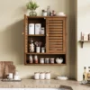 23.3in Wide Bamboo kitchen Wall Cabinet – Wall-Mounted Medicine Cabinet with Storage